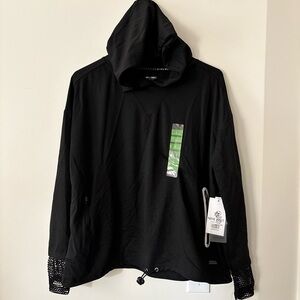 Nine West Black Hooded Jacket with Patterned Cuffs